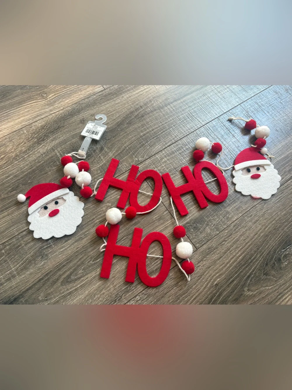 Ho Ho Ho Santa Felt Garland - Red and White Holiday Décor